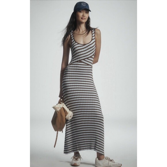 Anthropologie Dresses & Skirts - Anthropologie Sovere Maxi Dress Blue Solene Fitted Vacay Preppy Boho Medium NWT